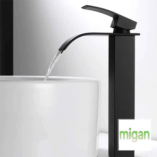 Torneira Cascata Alta Banheiro Monocomando Cuba Preto Fosco agua quente e frio 15674