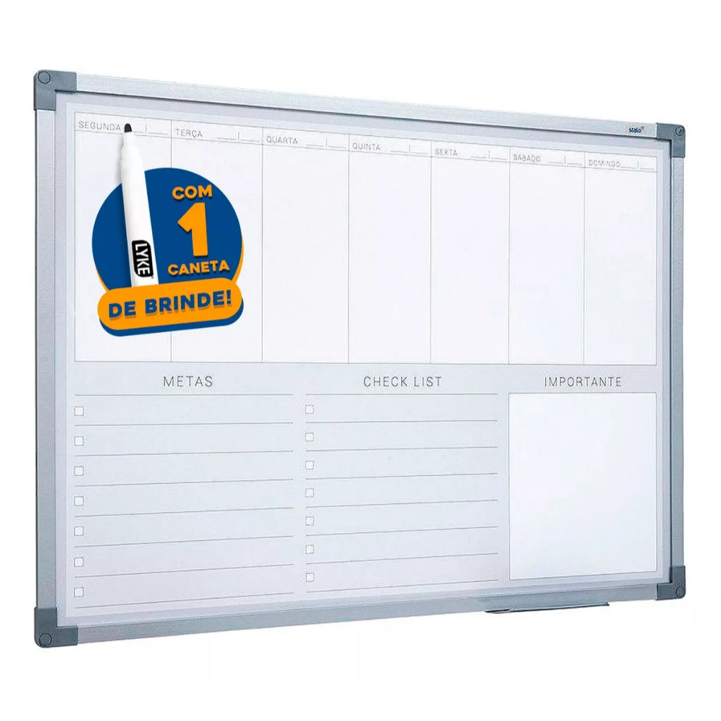 Planner 2024 Semanal Parede 80x60 Planejador Office Lousa Planejamento Metas Escritório + Caneta