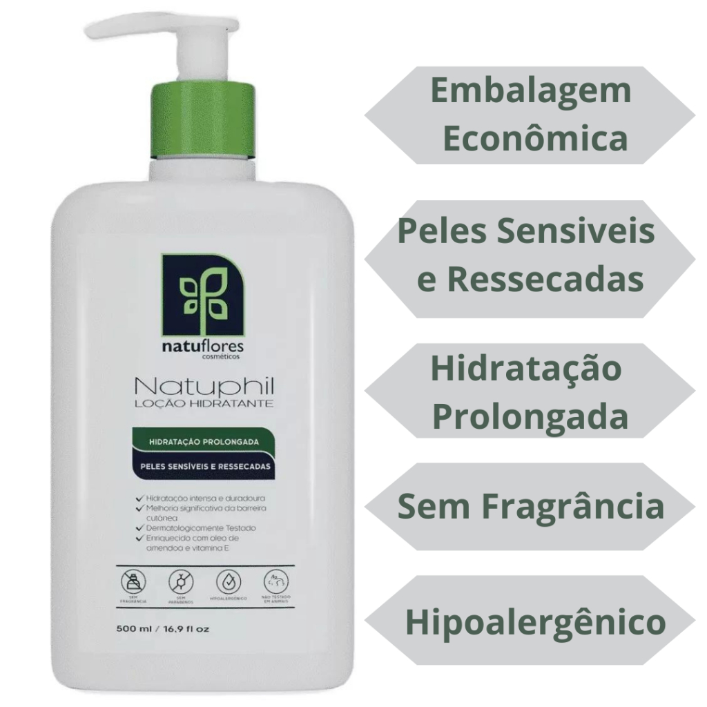 Creme Hidratante Para O Corpo Natuphil 500ml Sem Cheiro Hipoalergenico ...