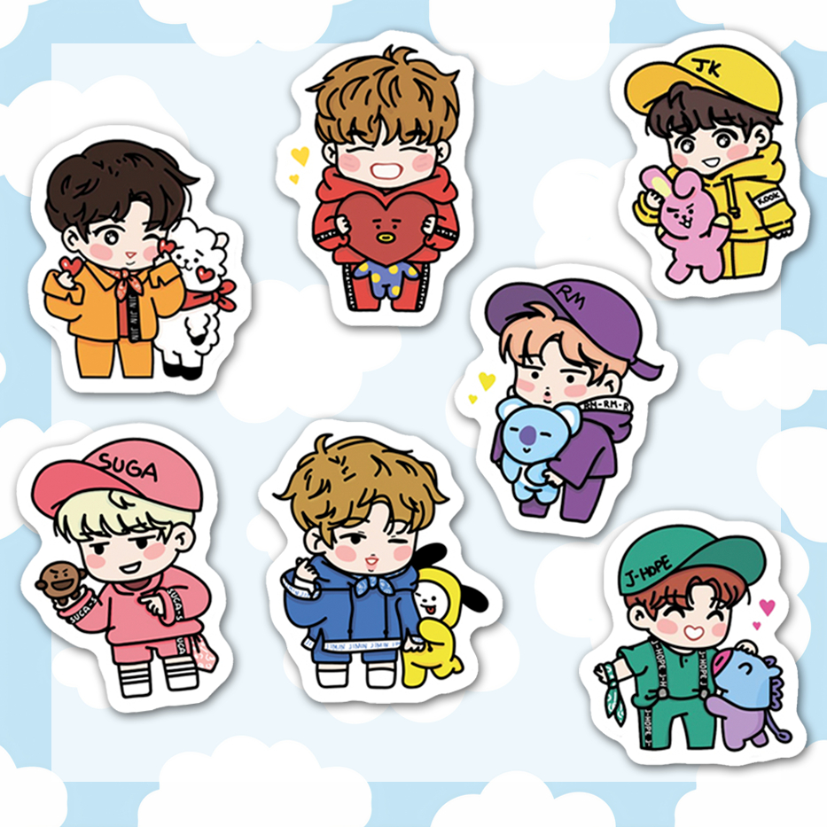 Kit Ímãs BTS - 7 unidades (RM, Jin, SUGA, J-Hope, Jimin, V e
