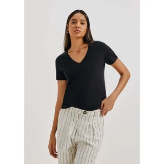 Blusa Básica Feminina Manga Curta Decote V Hering em Oferta na Shopee