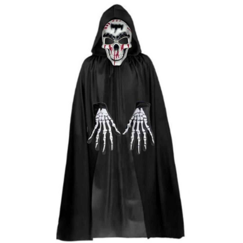 Fantasia Caveira Esqueleto do Mal Terror Halloween ( CAPA, MÁSCARA, LUVA)