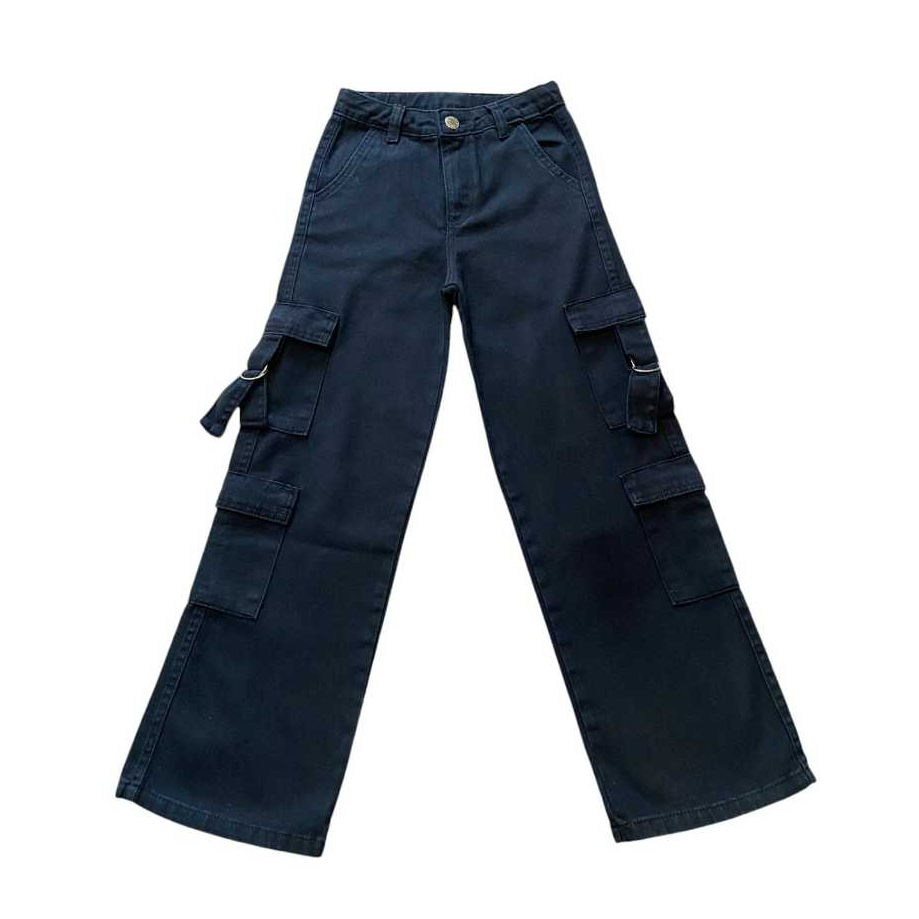 CALÇA WIDE LEG FEMININA CARGO ALGODÃO LANÇAMENTO INFANTIL JUVENIL