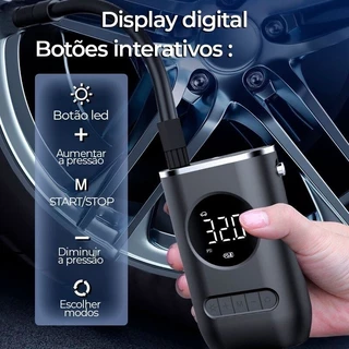 Mini Compressor de Ar Portatil Recarregavél Digital USB Calibrador Pneu
