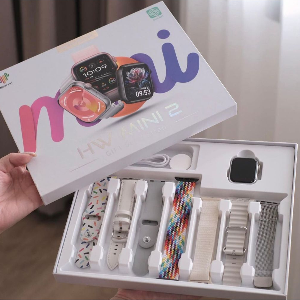 Smartwatch HW Mini 2 Com 7 Pulseiras 41mm Lançamento 2024 Chat GPT GPS Compatível IOS e Android