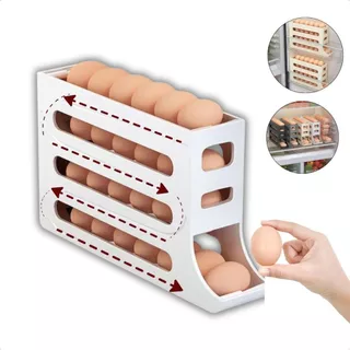Porta Ovos Dispenser Organizador de Geladeira Bandeja Rolante 4 Andares Até 30 Ovos