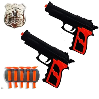 2 Pistolas Nerf atira dardos Arminha brinquedo infantil menino + Munição e Distintivo
