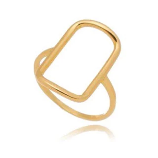 Anel Oval Feminino Delicado Minimalista de Aço Inoxidável Dourado
