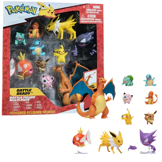Conj. Pokemon Brinquedo Charizard Pikachu Charmander Bubasaur Eeve Hunter Jonteon Squirtle Jigglypuff Magikarp