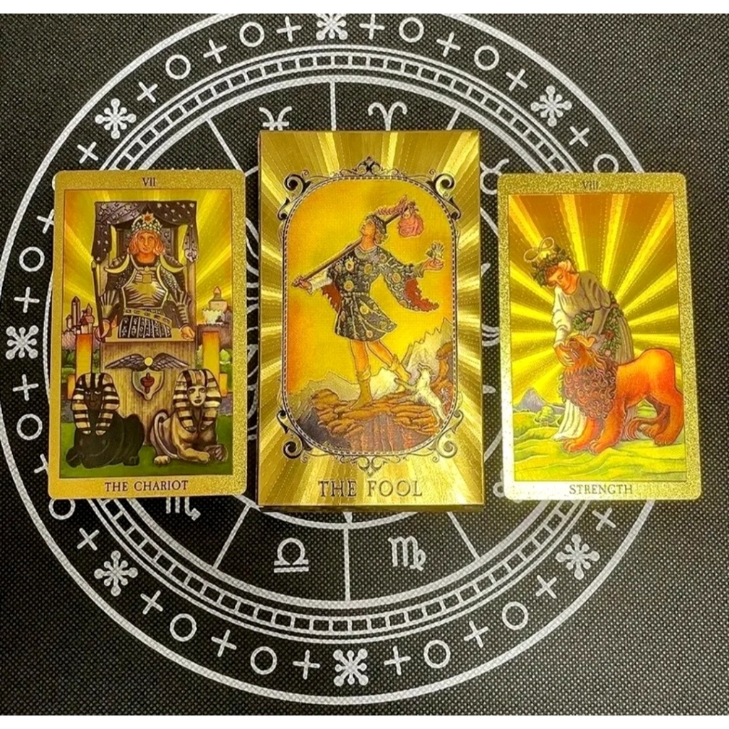 Tarot Dourado THE FOOL GOLD - TARO O LOUCO EM INGLES - 78 CARTAS DOURADAS PLASTICAS
