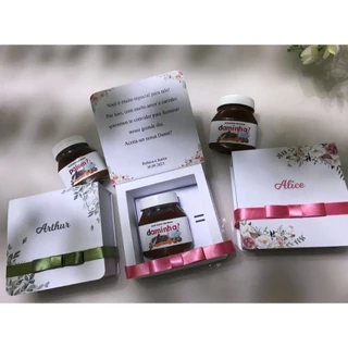 Convite para Pajens, Deminha, Florista, Segurança das Alianças - Caixa para Nutella