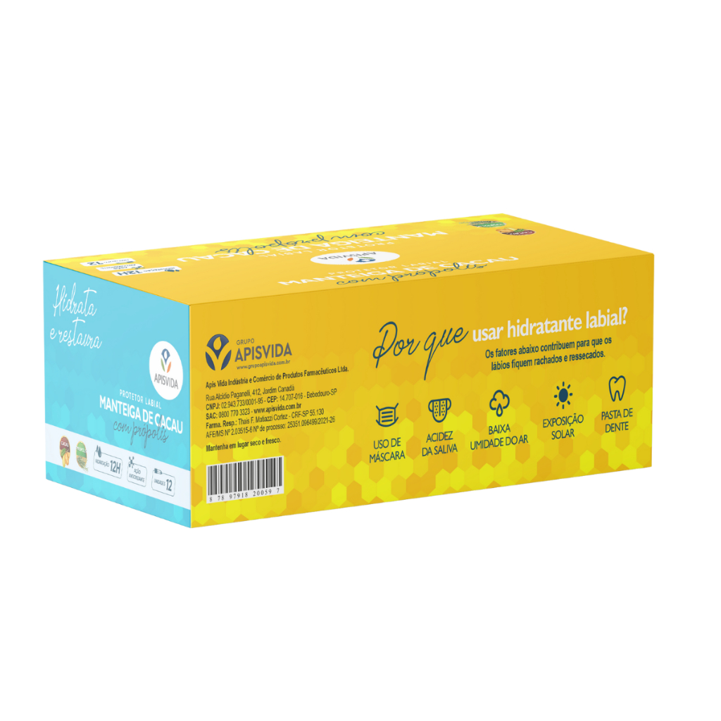 APISVIDA Manteiga de Cacau com Própolis – Display com 50 Unidades ...