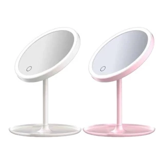 Espelho de mesa redondo para maquiagem com luz de LED