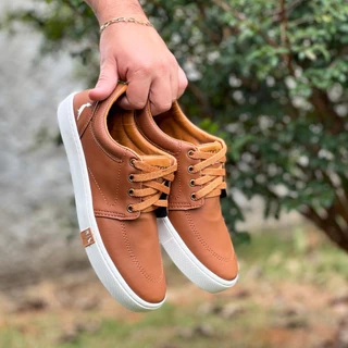 Sapatenis Masculino Em Couro Casual Social Solado Reto Leve Promoção
