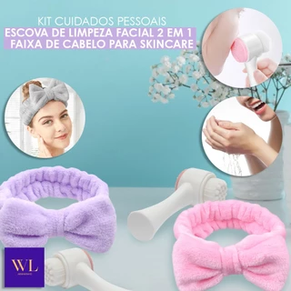 Kit Com Escova de Limpeza Facial 2 em 1 + Faixa de Cabelo Para Maquiagem e Skincare - WL em Oferta na Shopee