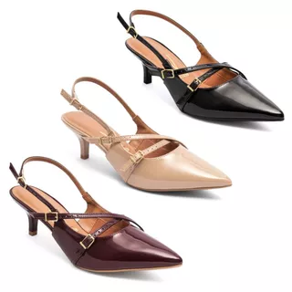 Scarpin Vizzano Slingback Feminino Salto Baixo Fivelas 1122.885