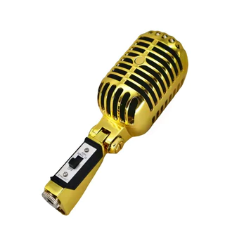 Microfone Com Fio Vintage Clássico Produto no Brasil a Pronta Entrega Dinâmico De Boa Qualidade Bobina visual classico elvis presley lendario era de ouro radio resposta de frequência personalizada para voz vocais e música instrumental