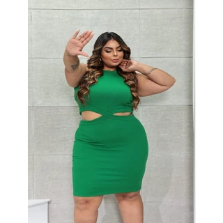 Vestido Feminino Plus Size Canelado Ana Ruga