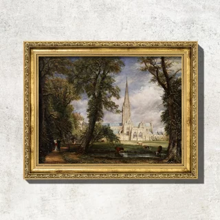 Quadro - A catedral de Salisbury vista do Jardim do Bispo - John Constable - 46x36cm - Moldura em Madeira