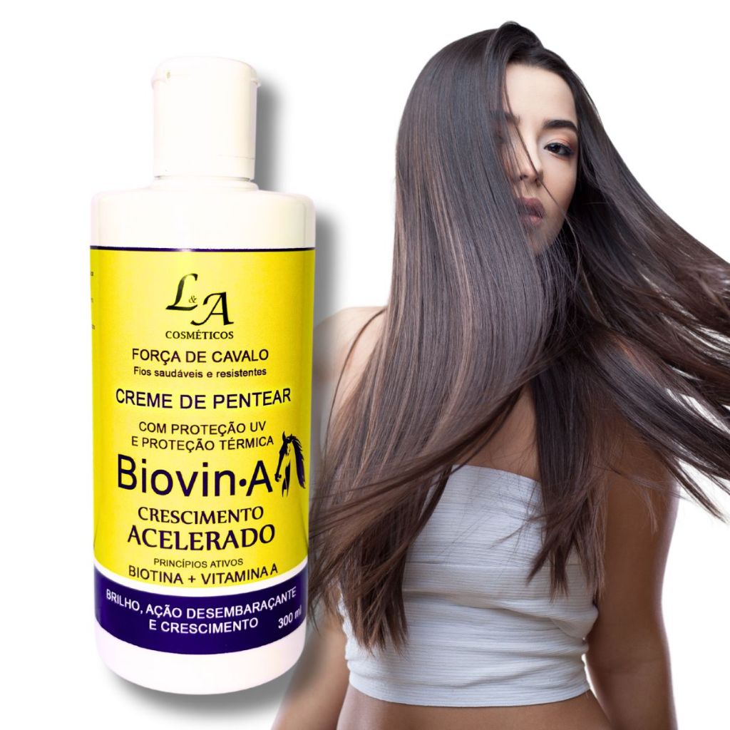 Creme de Pentear Crescimento Acelerado Biovin-A com Vitamina A e Biotina - LA Cosmeticos 300g