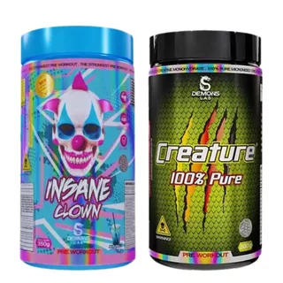 Pré Treino Insane Clown 350g + Creature 100% Pure 300g Demons Lab