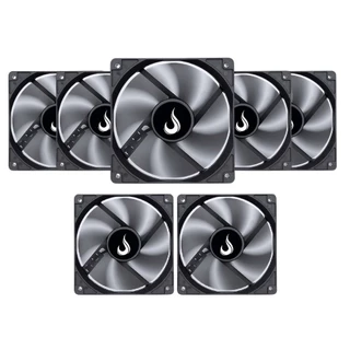 Kit 7 Cooler Fan 1500 RPM Sem Led | Para Gabinete 120mm 12cm | Rise Mode Gamer Black
