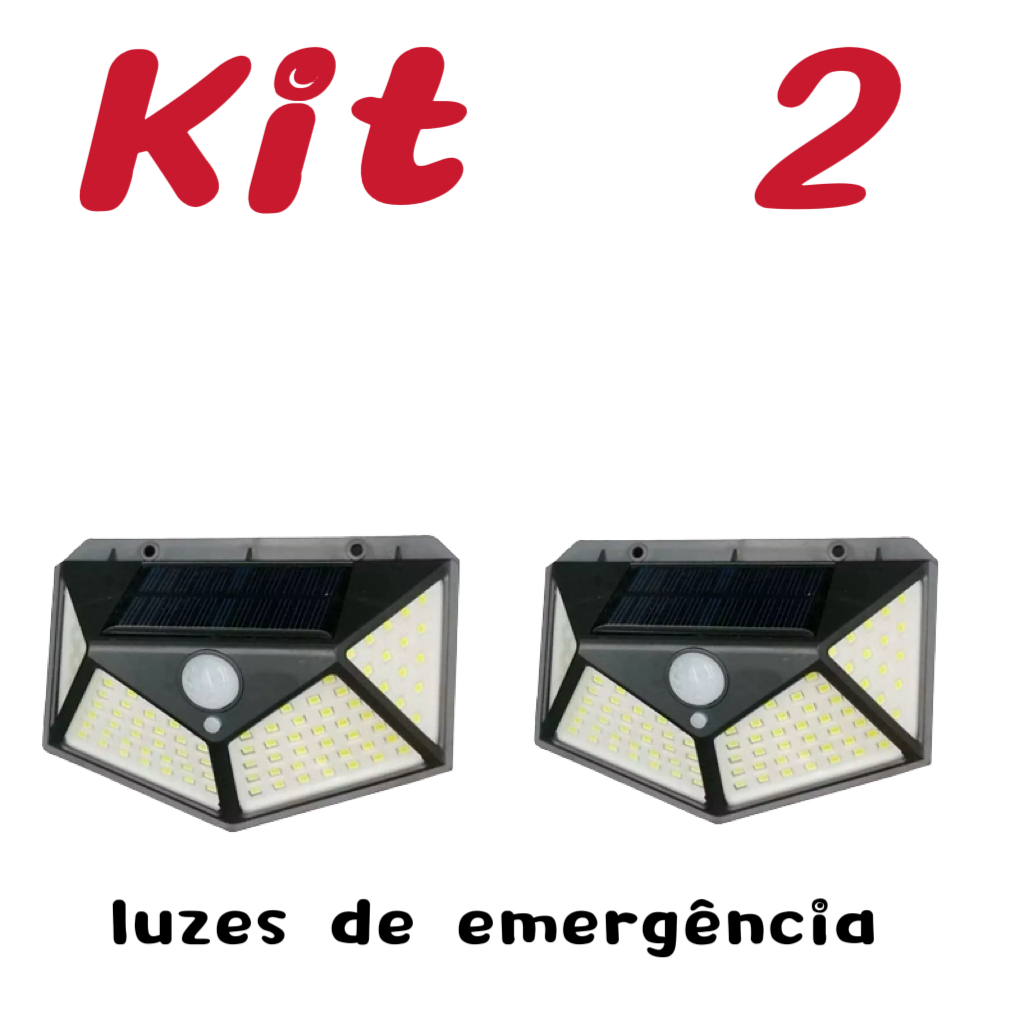 Kit 2 Aplique Solar Parede LED Sensor de Presença 3 Funções