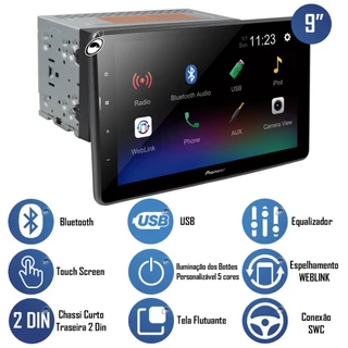 Multimídia Pioneer 9" Polegadas DMH-AF555BT Flutuante 9"