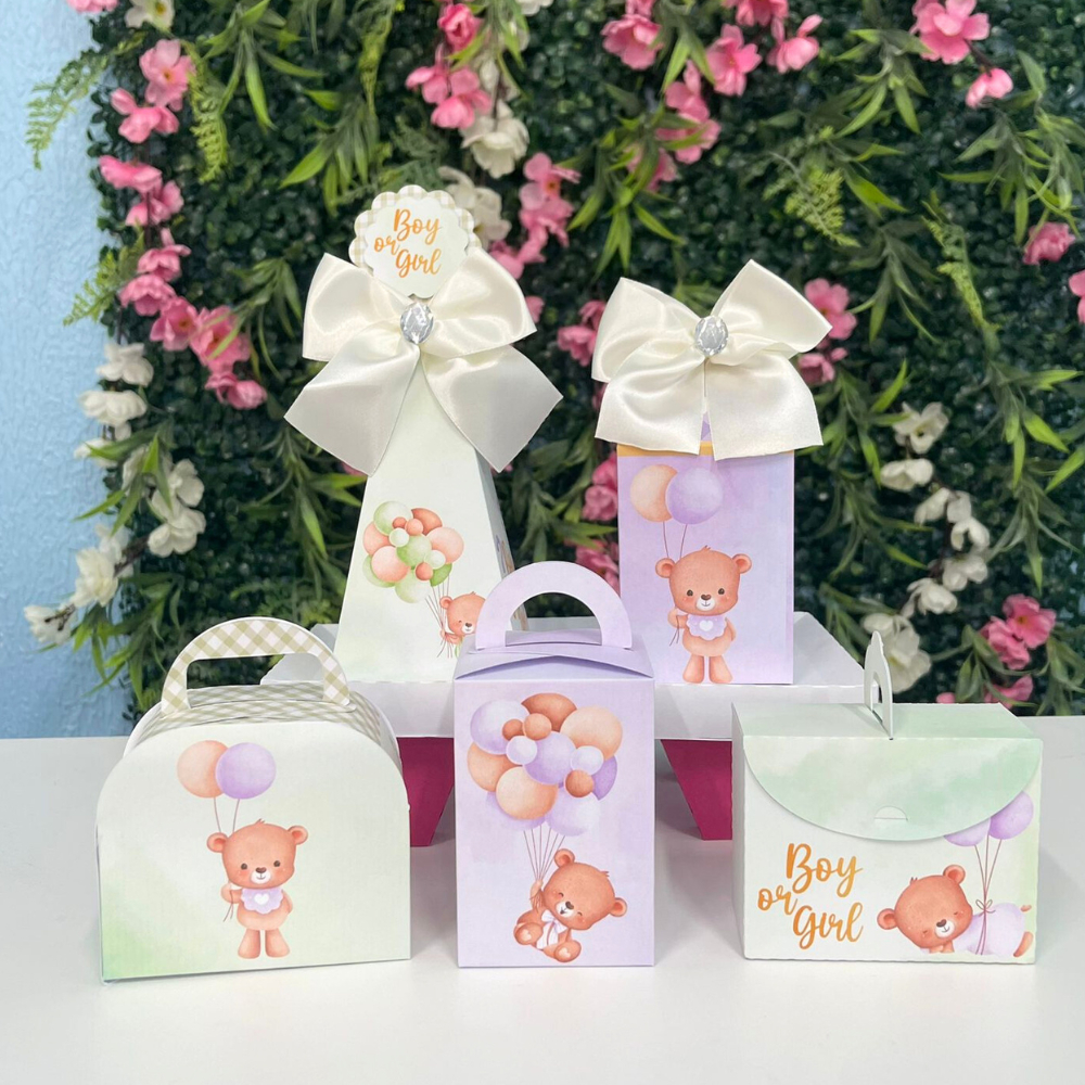 Kit Festa Mimos CHÁ REVELAÇÃO LILÁS E VERDE - Kit Mimos Caixinhas ...