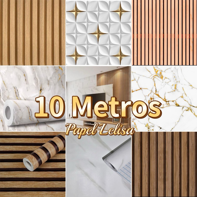 Papel de Parede Modelo 3D 10 METROS x 45CM Adesivo Autocolante para Sala, Quarto