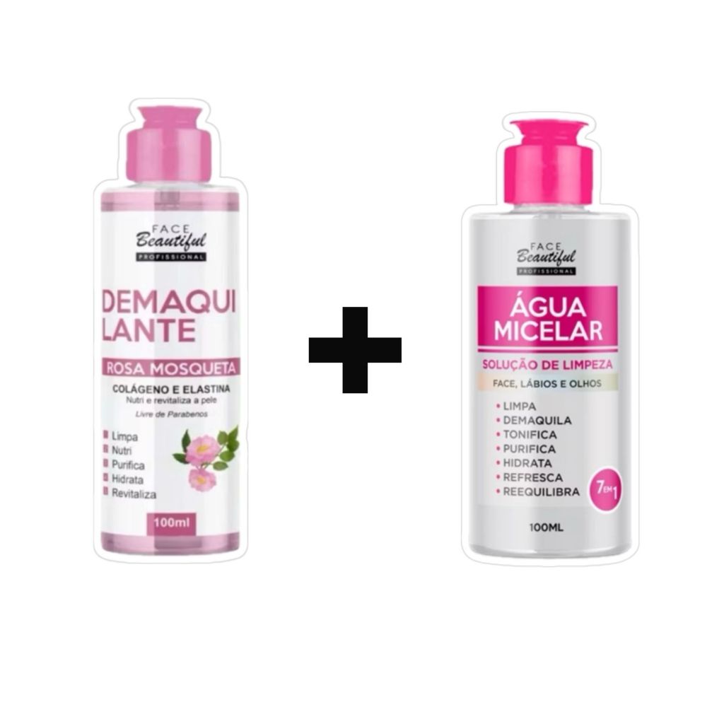 KIT Demaquilante Rosa Mosqueta & Água Micelar da Face Beautiful 100ml ...