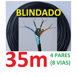 Cabo Rede Cat5e 35m Preto Ftp Blindado Cs Lan Internet Infoclix
