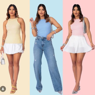 Blusa Regata Básica Casual Feminina Candy Collor Anarruga Moda Gringa Nadador BEL