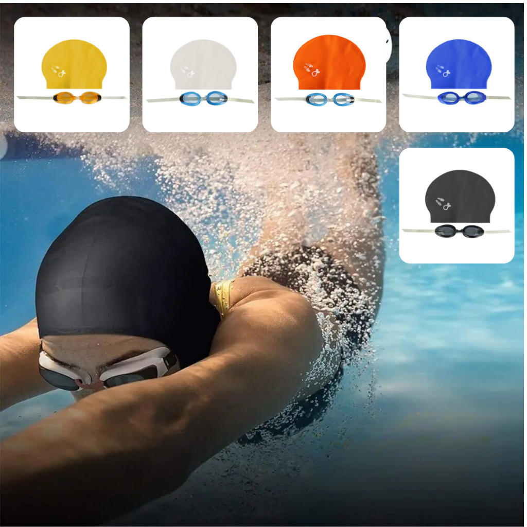 Kit Óculos De Natação com Touca e Protetor De Ouvido E Nariz Diversas Cores