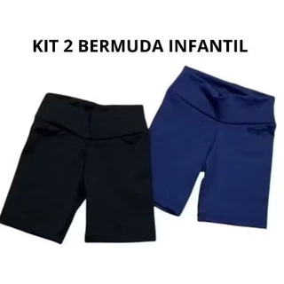 KIT 2 BERMUDAS CICLISTA UNIFORME ESCOLAR INFANTIL SUPLEX MENINA ESCOLAR SHORTS VERÃO