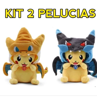 Kit Pelucia Pikachu Mega Charizard Rayquaza Lucario Snorlax - Pokémon 26cm (Leia a Descrição)