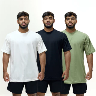 Kit 3 Camiseta Oversized Básica Streetwear Confort Masculina 96% Algodão 4% Elastano