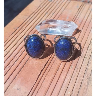 Anel Lápis-Lazúli 13x18mm em aço inox ajustável