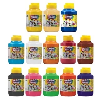 Tinta guache 1 ou 2 acrilex grande 250ml, tampa com bico dosador