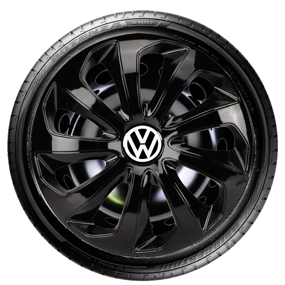 Jogo 4 Carlotas Esportivas Aro 13 14 15 Velox Preto Brilhante Vw