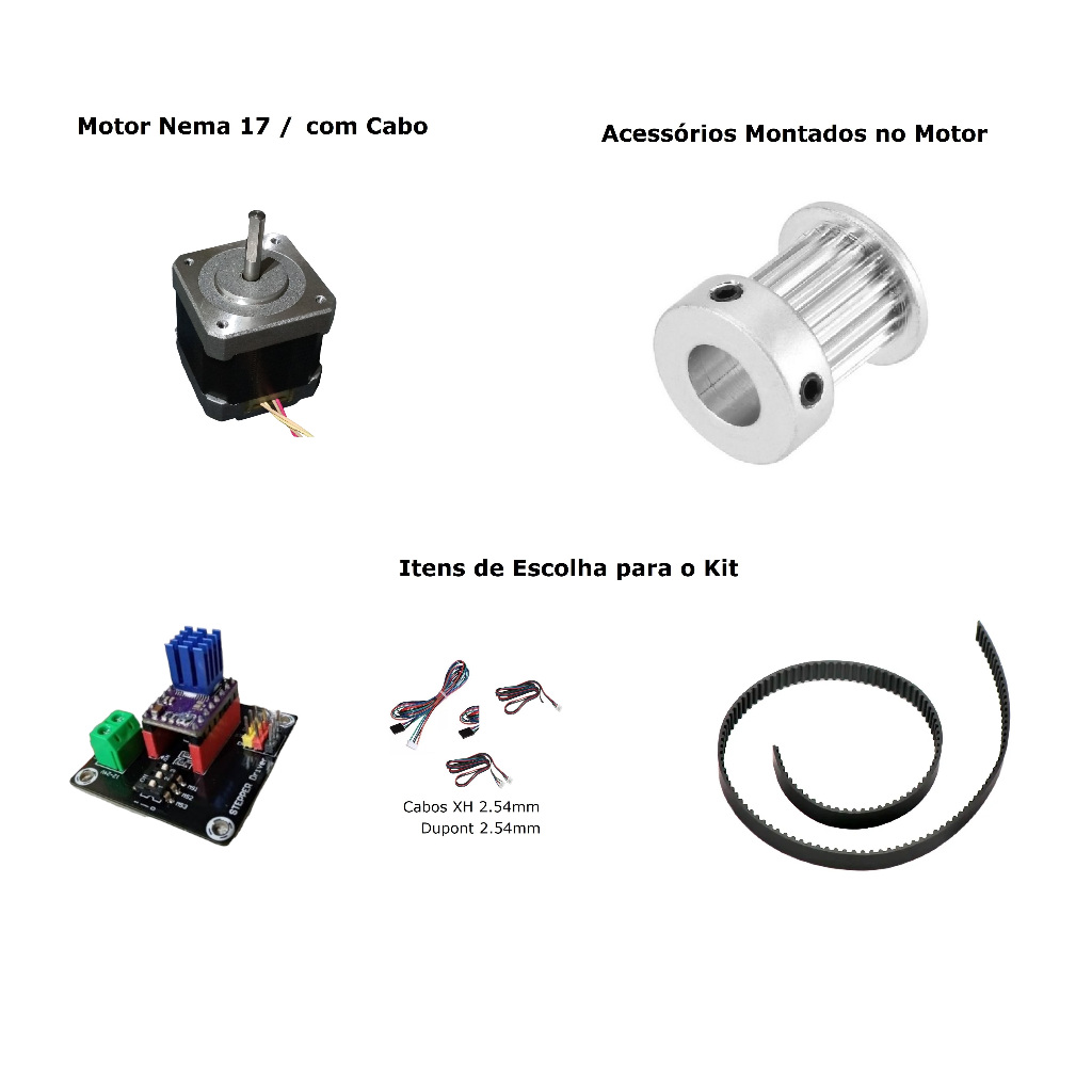 Kit Motor 3.8Kg / Polia / Cabo / Case Driver / Correia / Projetos