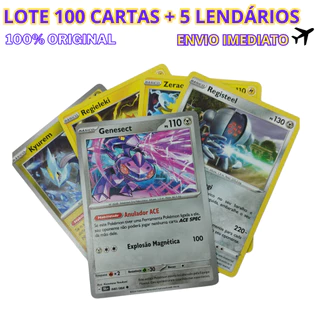 100 Cartas Pokémon Originais + 5 Pokémon Lendários
