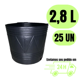 Kit 25 Vasos 2,8 litros flexível para plantas flores