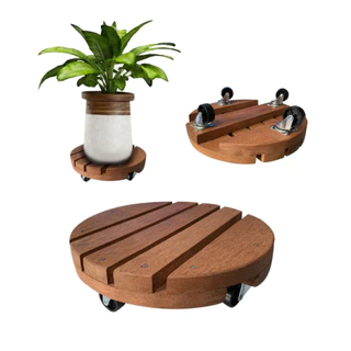 Suporte Para Botijão De Gás Vaso De Planta Com Rodinha Redondo Até 80kg De Madeira 20cm 25cm 30cm