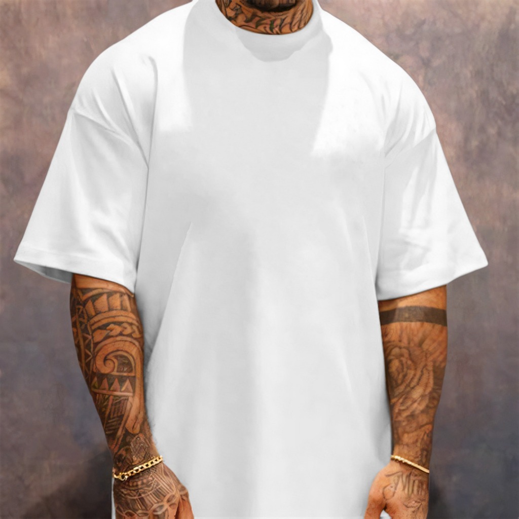 Camiseta Oversized Streetwear Masculina Gola Alta Lisa Blusão Longa