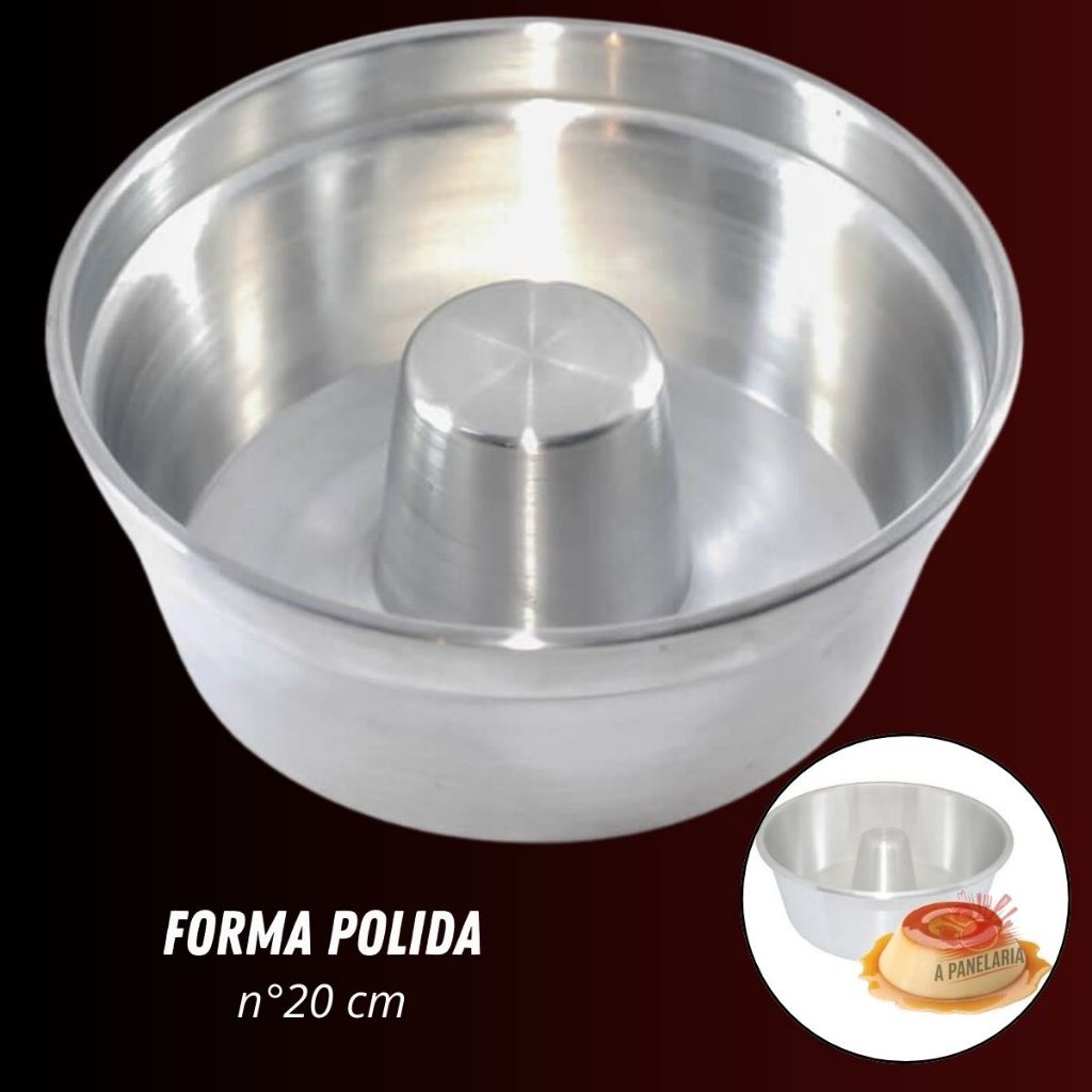 Forma assadeira 20 cm de alumínio bolo pudim padaria caseiro