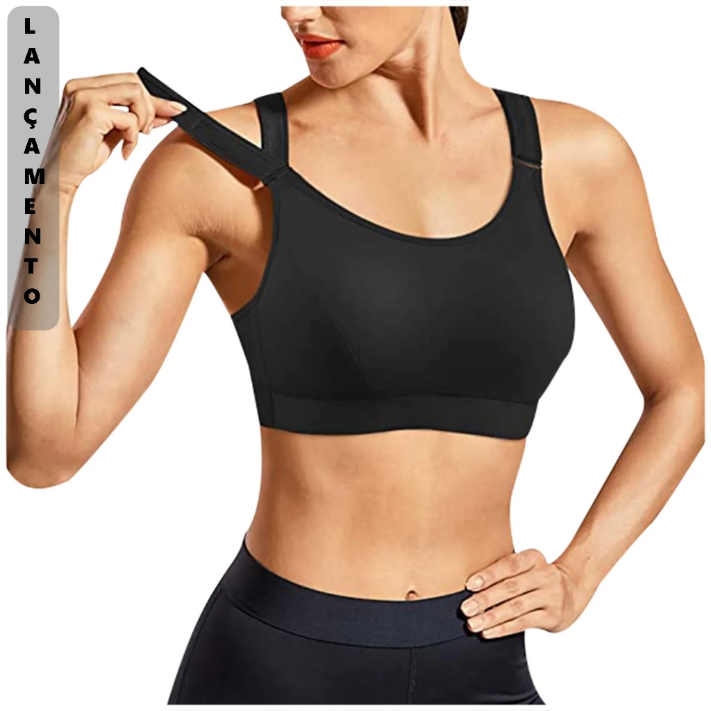 Top Plus Size Academia Feminino Alta Sustentação Alto Impacto Para ...