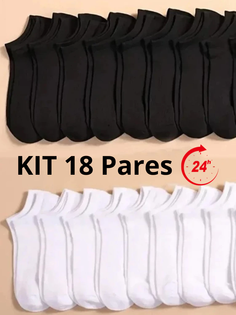 Kit 18 Pares de Meias Soquete Cano Curto Masculina Feminina Unissex varejo