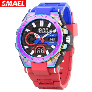 Relógio de pulso Smael original Dual Display Quartz, à prova d'água, cronômetro envio rápido