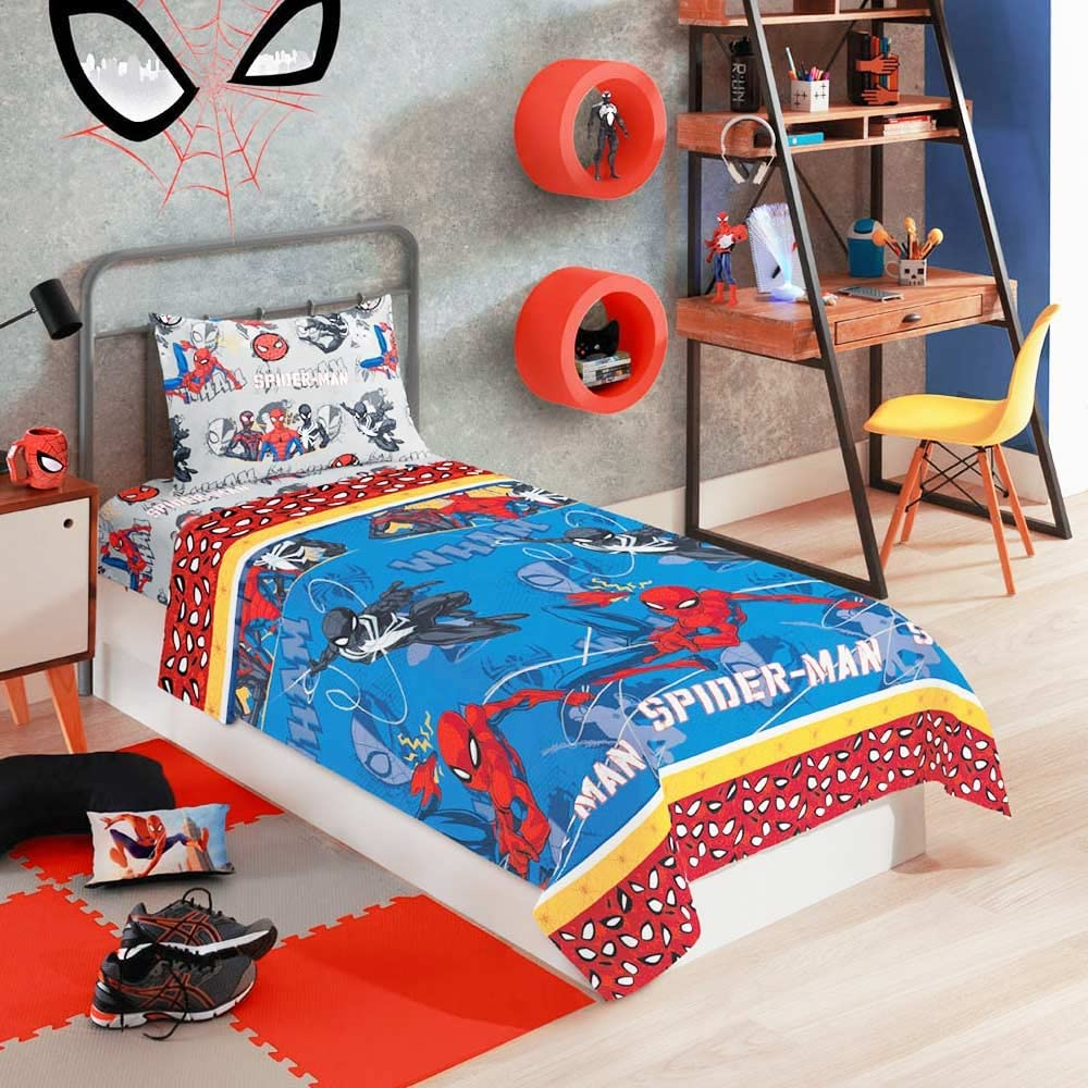 Jogo de Cama Infantil Solteiro Homem-Aranha Lepper 2 Peças – Lençol ...